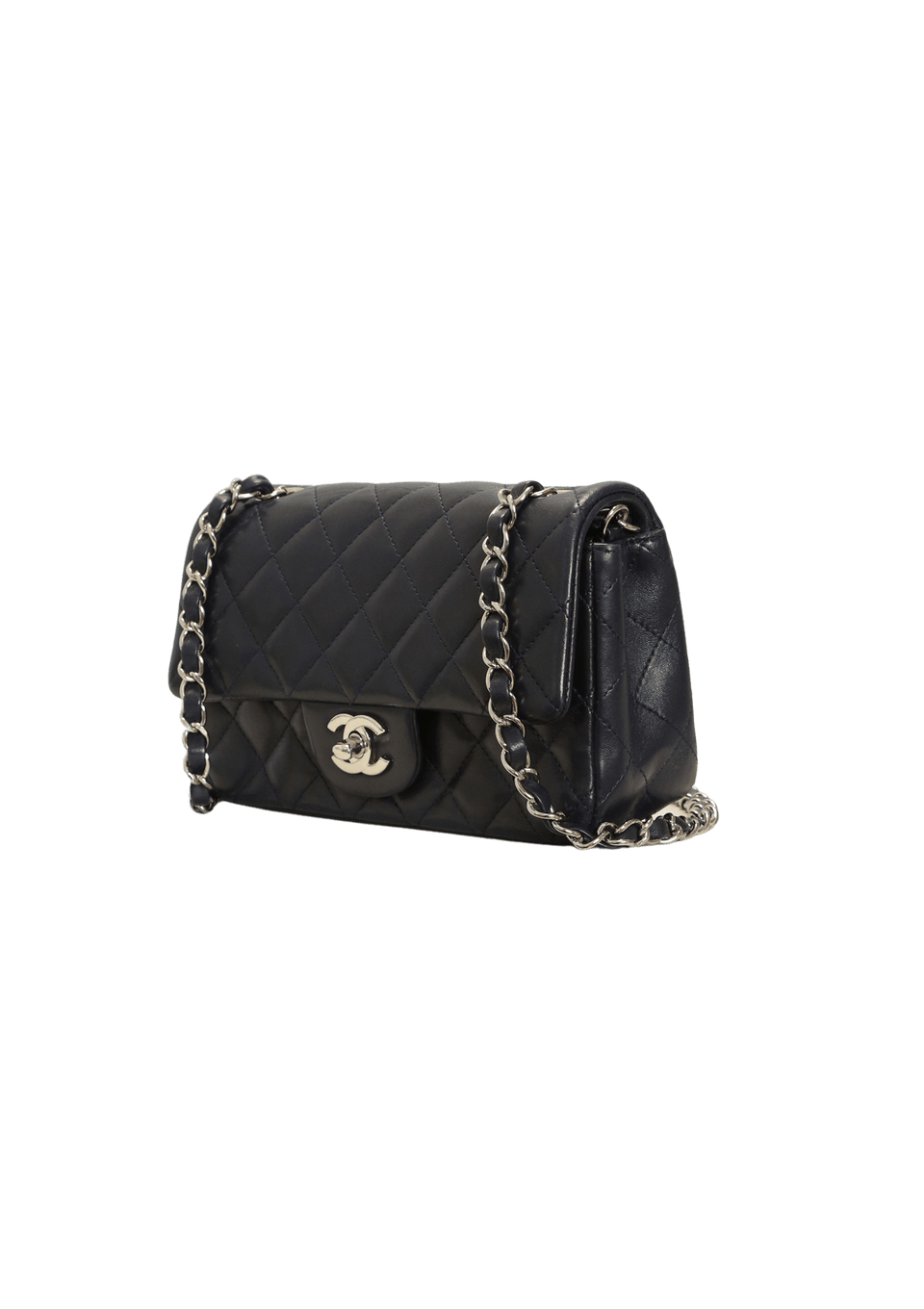 BOLSA CHANEL SMALL CLASSIC SINGLE FLAP LAMBSKIN AZUL ORIGINAL – Gringa