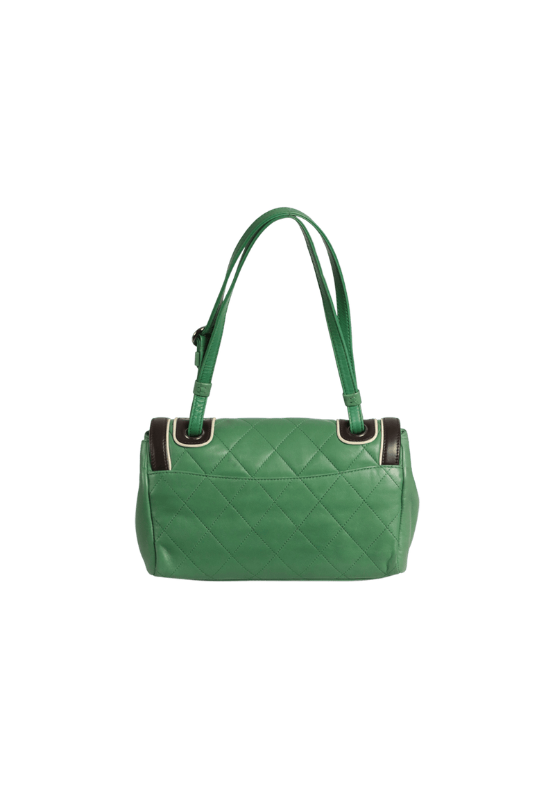 TWO TONE MADEMOISELLE LOCK FLAP BAG