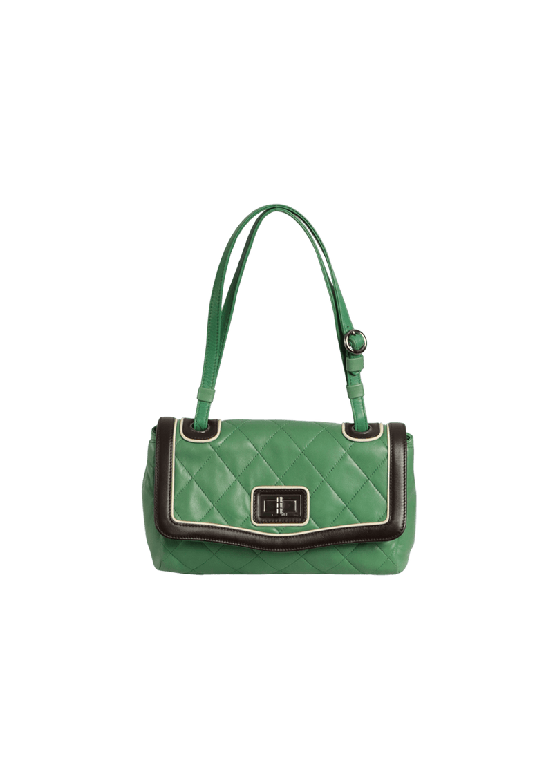 TWO TONE MADEMOISELLE LOCK FLAP BAG