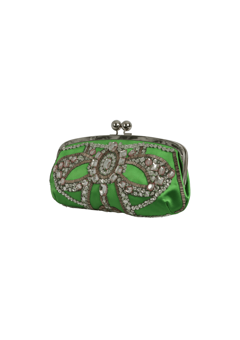 SATIN CRYSTAL EMBELLISHMENTS CLUTCH