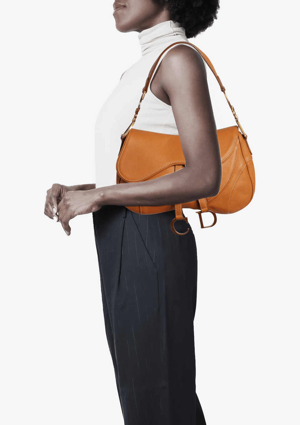 BOLSA CHRISTIAN DIOR LEATHER DOUBLE SADDLE BAG MARROM ORIGINAL