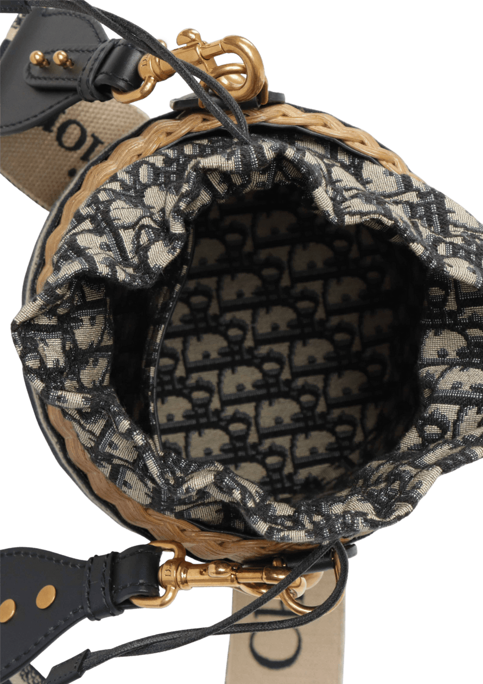 BOLSA CHRISTIAN DIOR OBLIQUE LADY DIOR WICKER BUCKET BEGE ORIGINAL