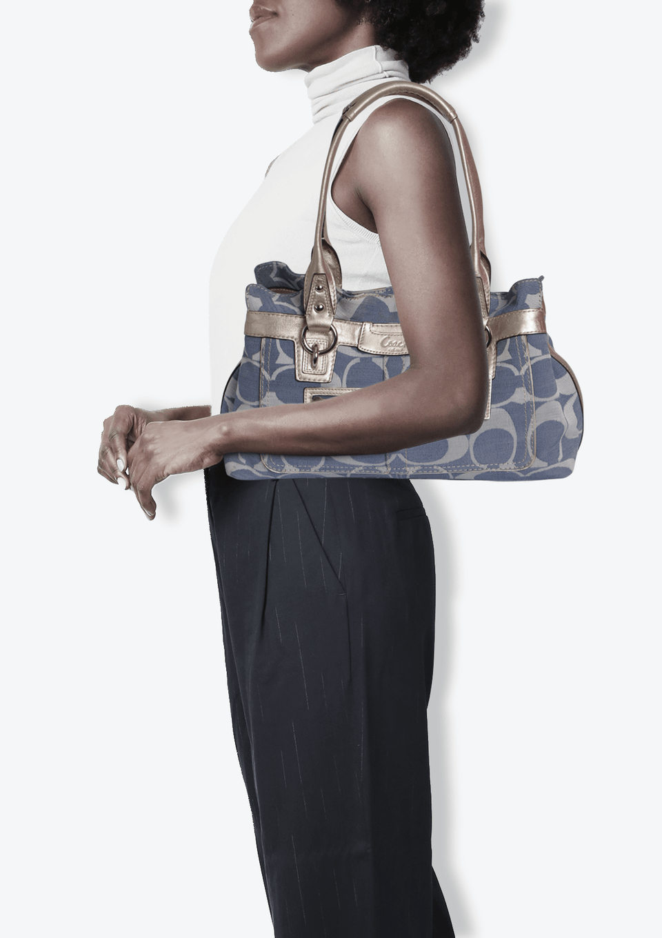 BOLSA COACH SIGNATURE PENELOPE SHOULDER BAG AZUL ORIGINAL – Gringa