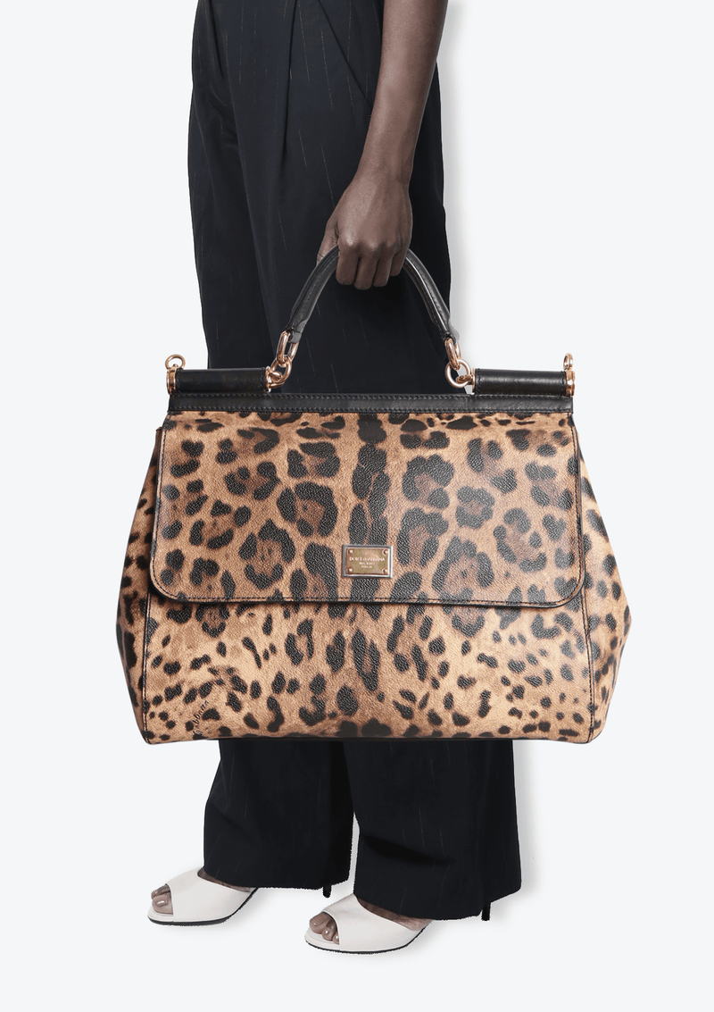 BOLSA DOLCE GABBANA LARGE DAUPHINE LEOPARD MISS SICILY BAG