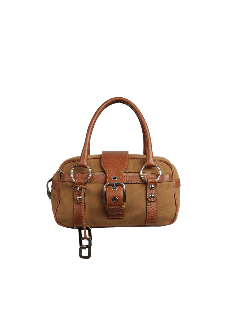 LEATHER-TRIMMED BUCKLE BAG