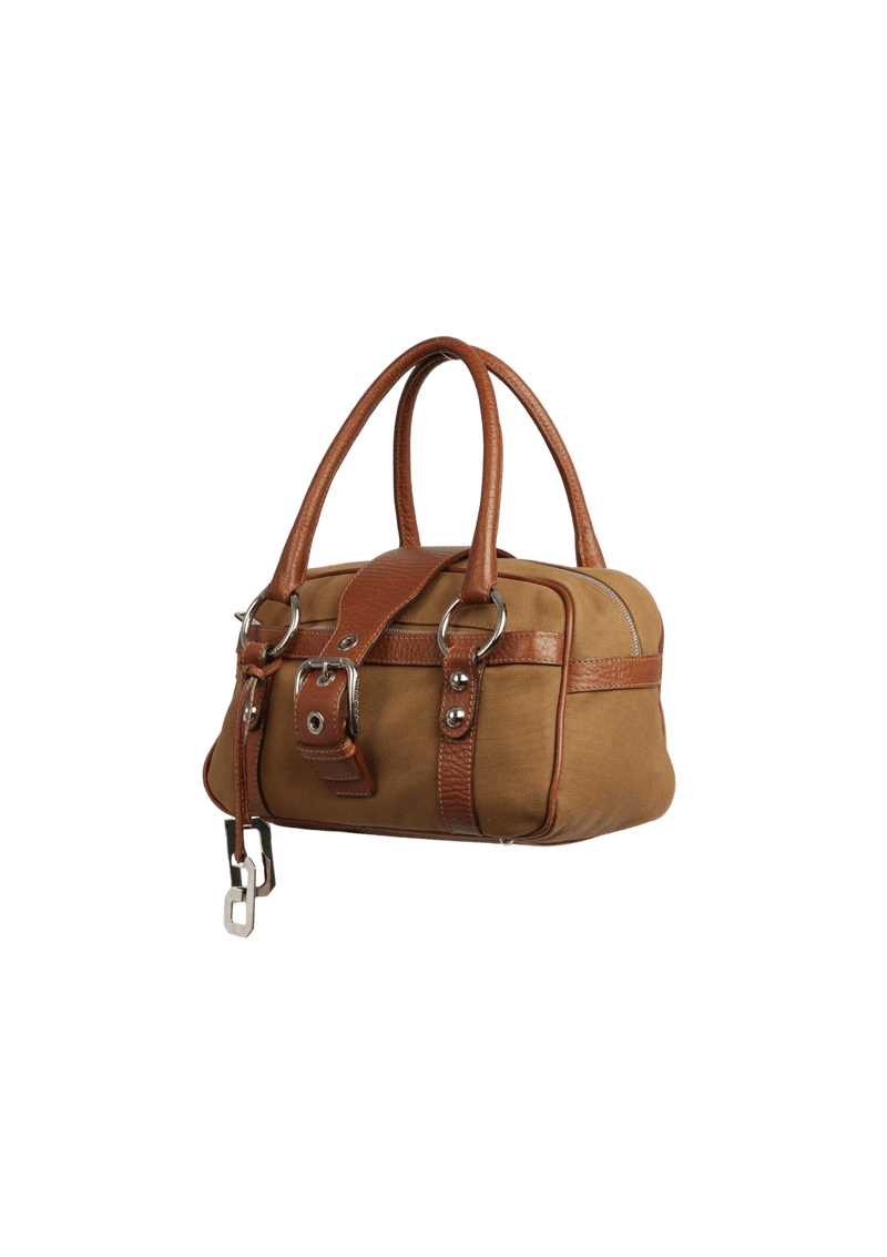 LEATHER-TRIMMED BUCKLE BAG