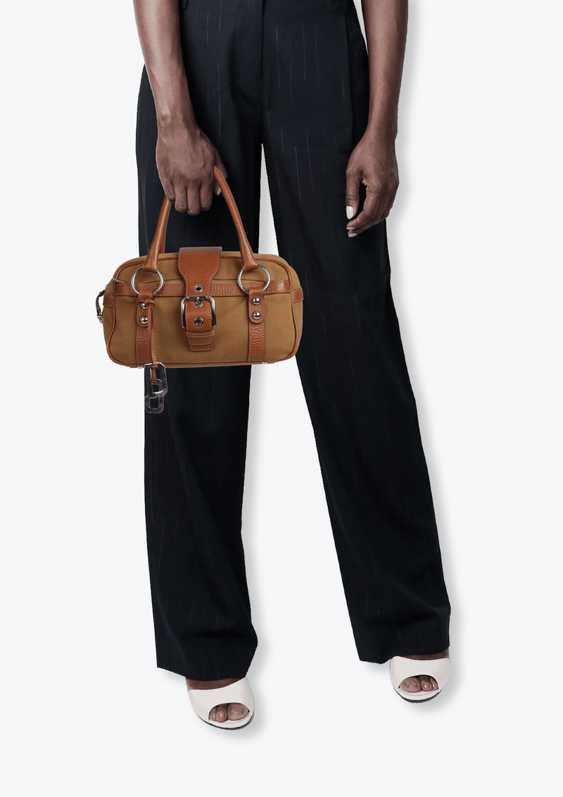 LEATHER-TRIMMED BUCKLE BAG