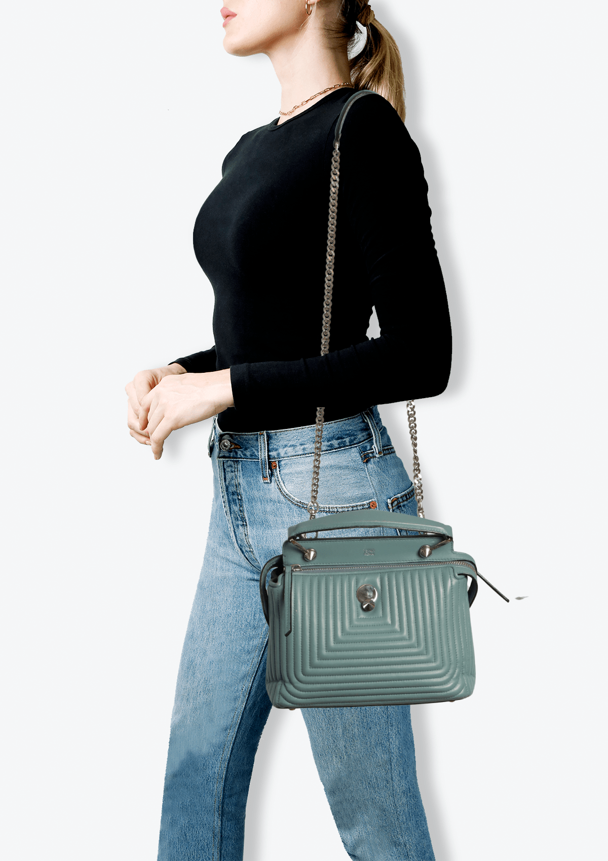 BOLSA FENDI SMALL DOTCOM CLICK BAG AZUL ORIGINAL Gringa