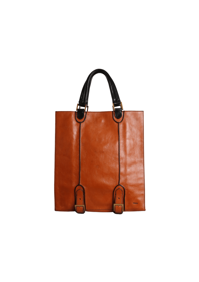 VINTAGE LEATHER OPEN TOTE