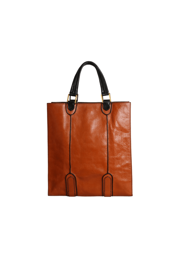 VINTAGE LEATHER OPEN TOTE