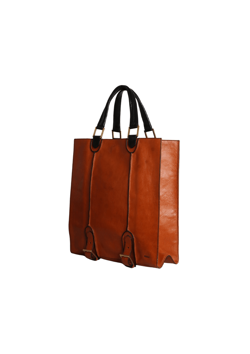 VINTAGE LEATHER OPEN TOTE