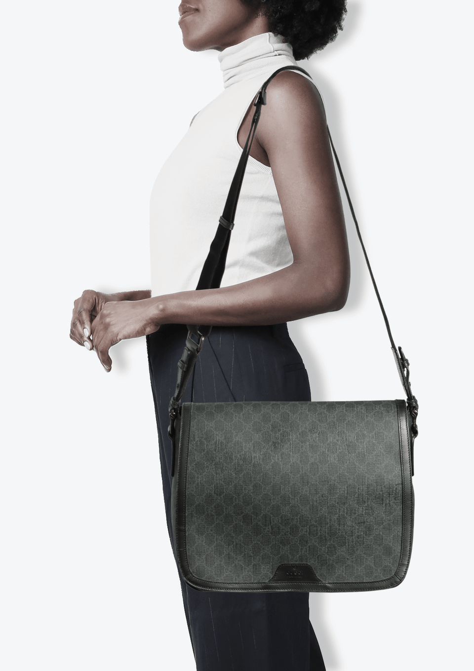 BOLSA GUCCI GG SUPREME FLAP MESSENGER CINZA ORIGINAL – Gringa