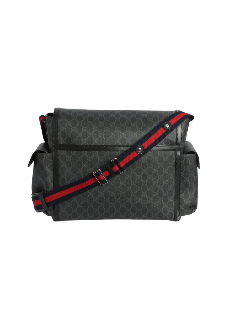 GG SUPREME MONOGRAM WEB DIAPER BAG