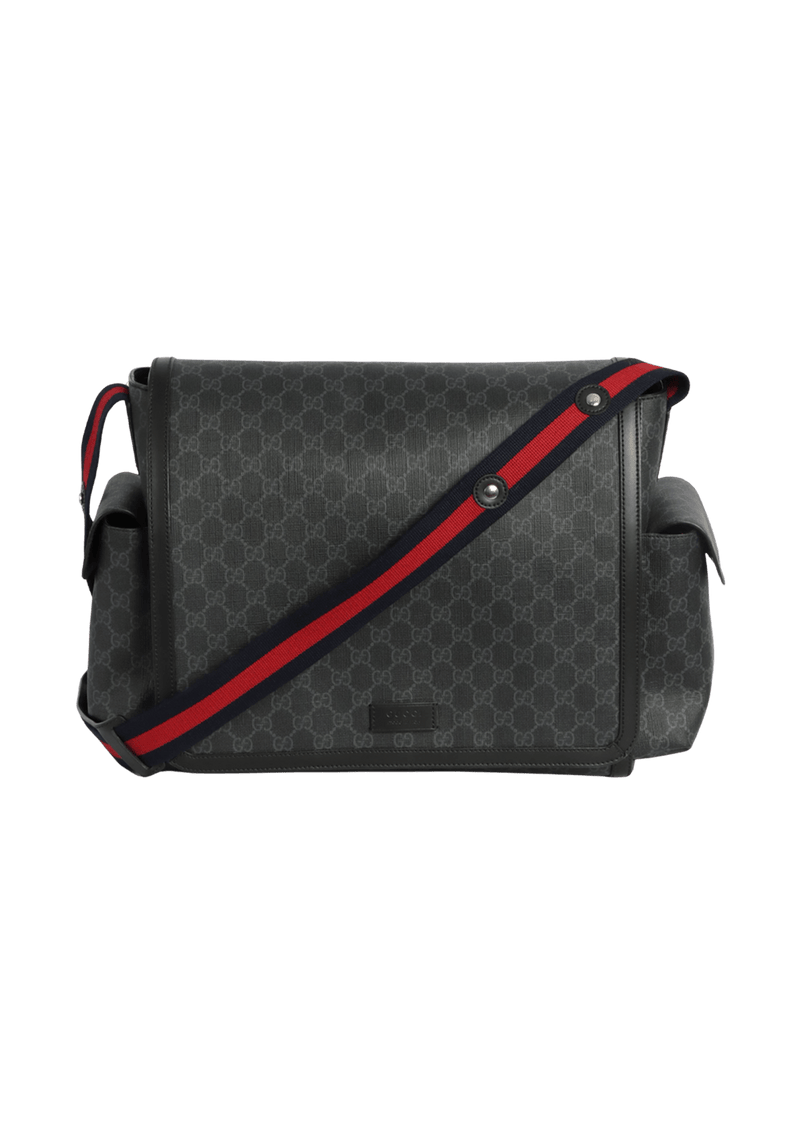 GG SUPREME MONOGRAM WEB DIAPER BAG