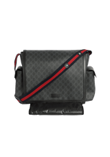 GG SUPREME MONOGRAM WEB DIAPER BAG