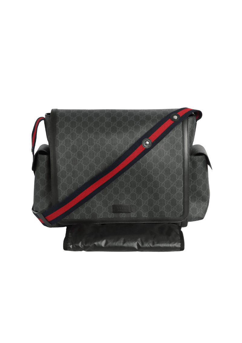 GG SUPREME MONOGRAM WEB DIAPER BAG