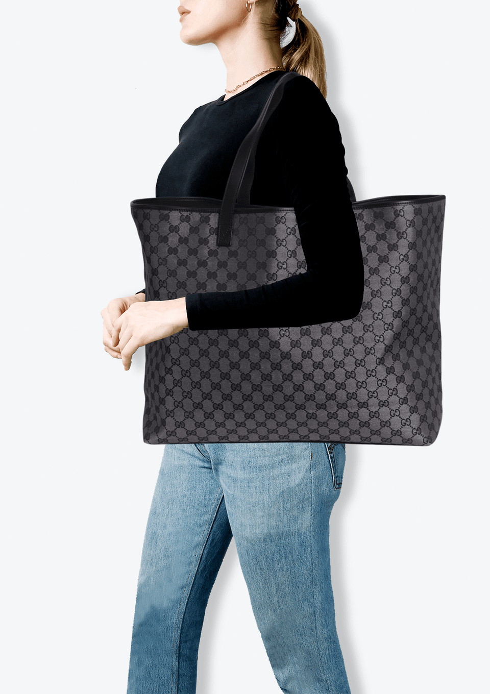 BOLSA GUCCI LARGE GG CANVAS TOTE BAG CINZA ORIGINAL – Gringa