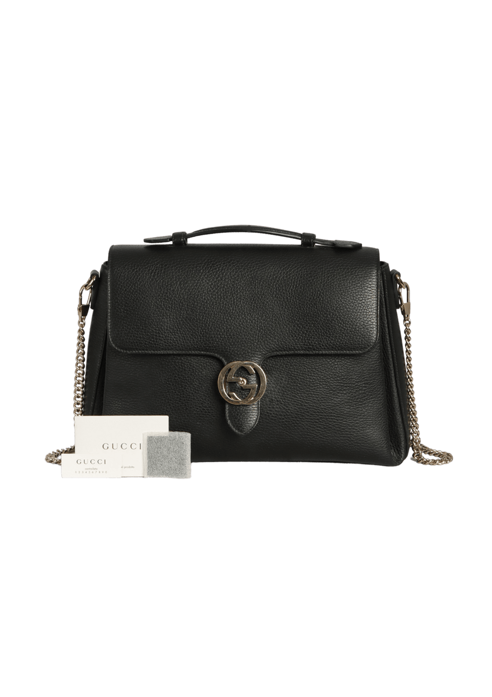 BOLSA GUCCI MEDIUM INTERLOCKING G DOLLAR TOP HANDLE PRETO ORIGINAL