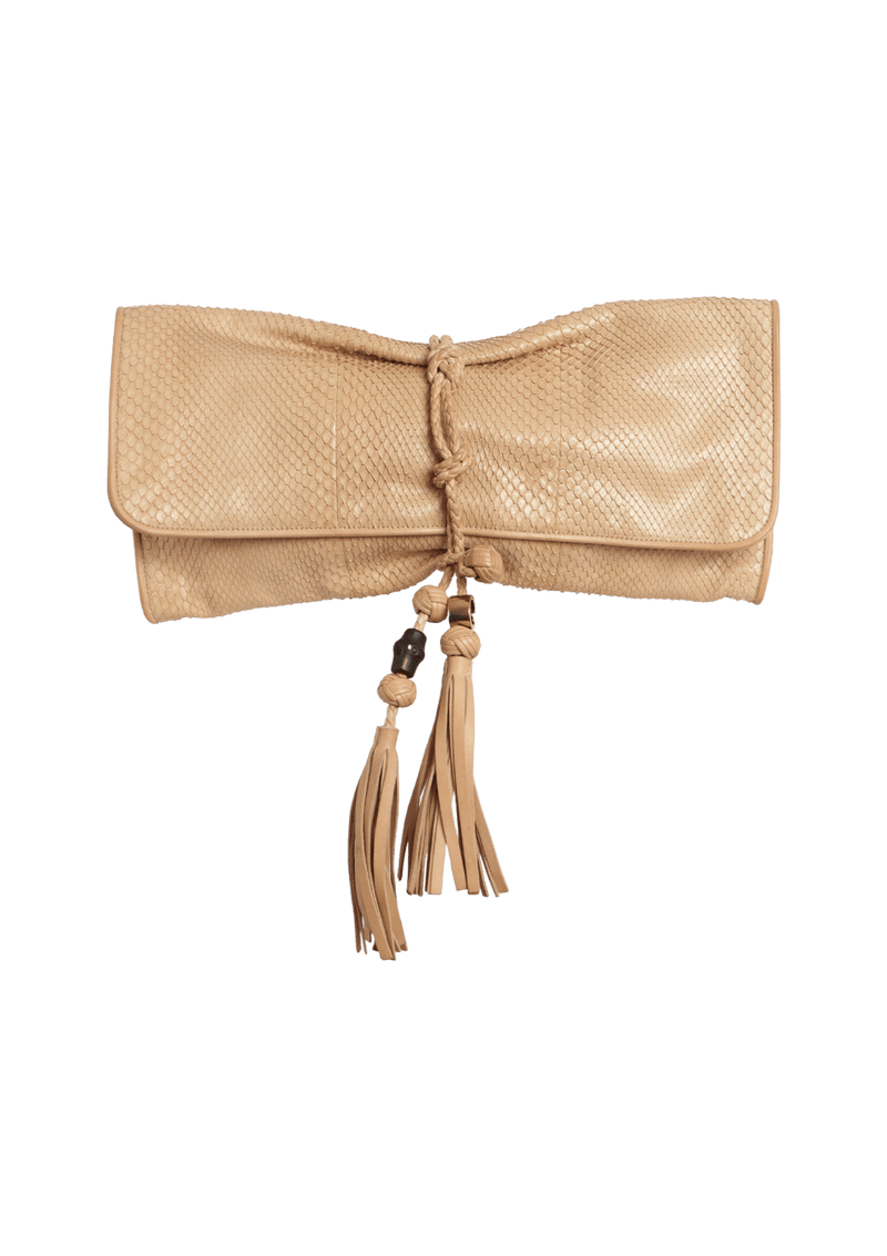 PYTHON TASSEL CLUTCH