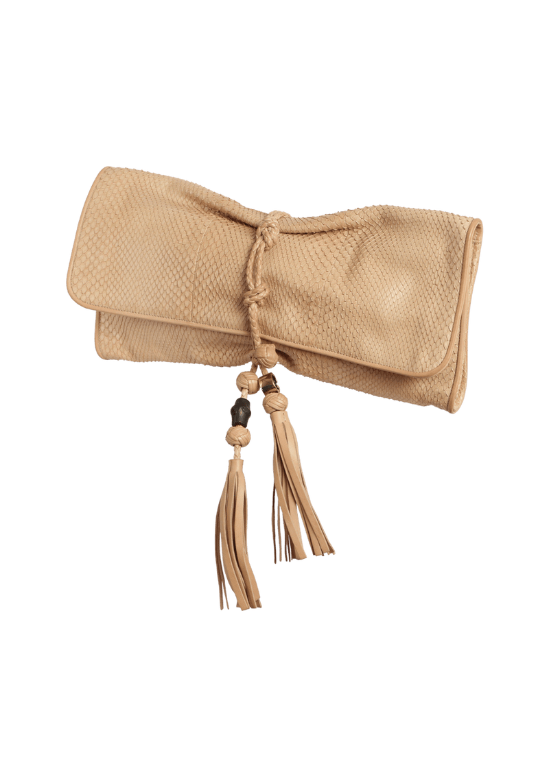 PYTHON TASSEL CLUTCH