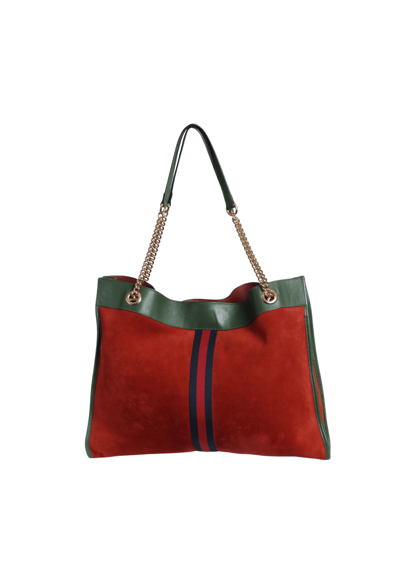 SUEDE RAJAH CHAIN TOTE