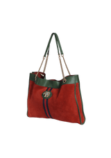 SUEDE RAJAH CHAIN TOTE