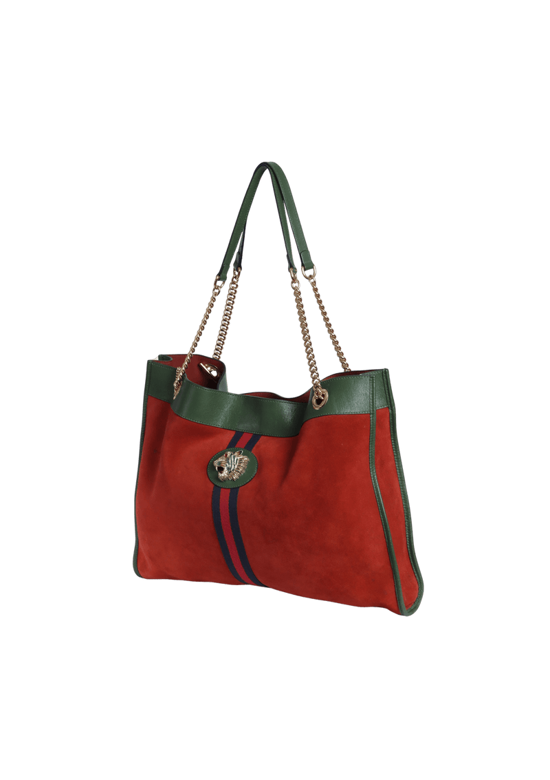 SUEDE RAJAH CHAIN TOTE