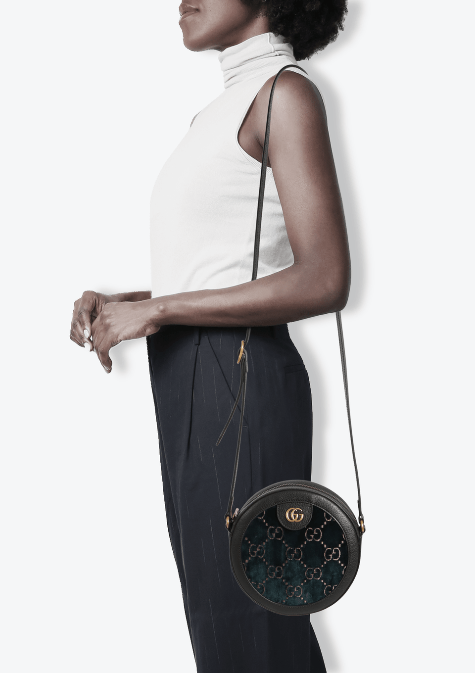 Velvet Gg Marmont Circle Bag Gucci Velvet Round Shoulder Bag