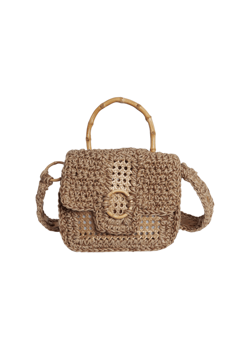 BOLSA BAÚ EM CROCHÊ DE SISAL E PALHA INDIANA METALIZADA