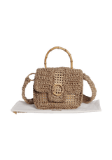 BOLSA BAÚ EM CROCHÊ DE SISAL E PALHA INDIANA METALIZADA