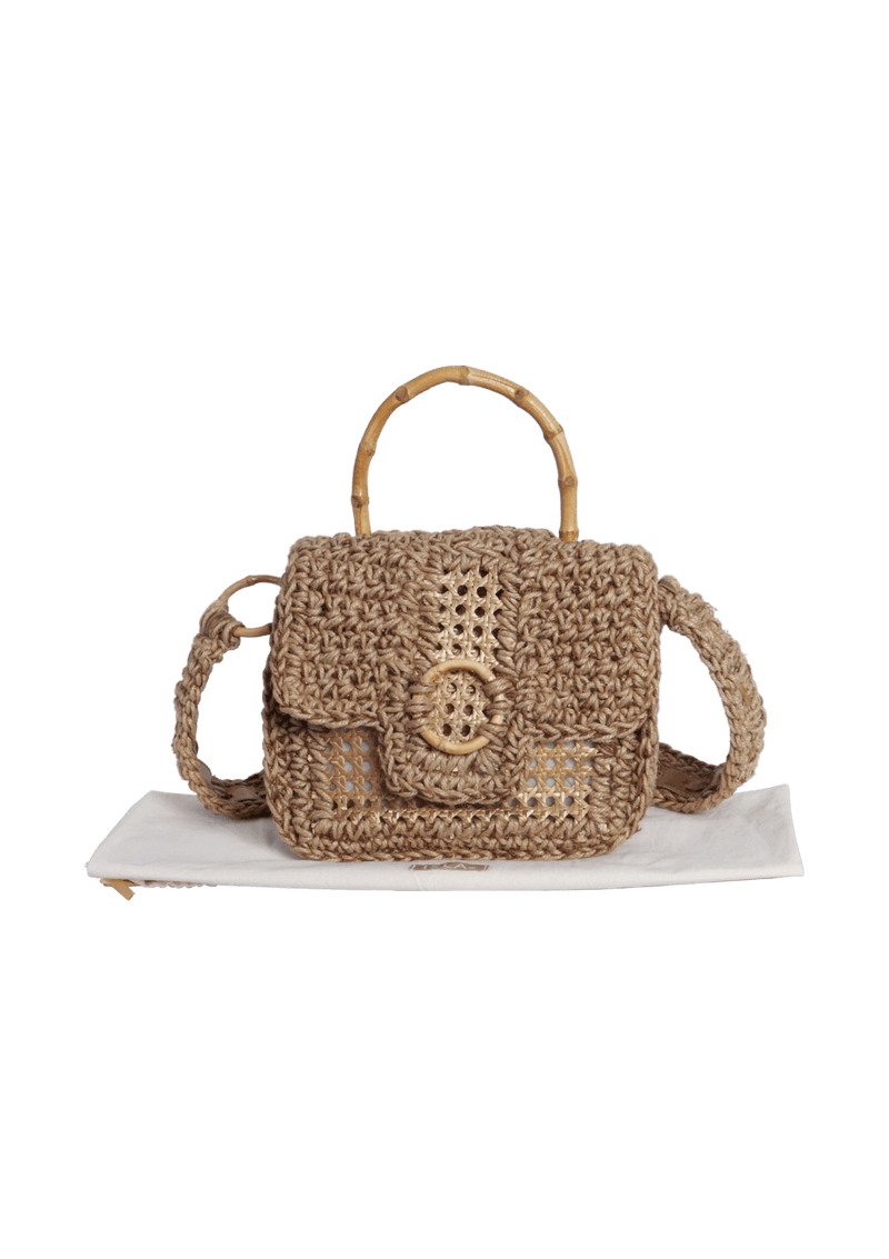 BOLSA BAÚ EM CROCHÊ DE SISAL E PALHA INDIANA METALIZADA