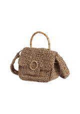 BOLSA BAÚ EM CROCHÊ DE SISAL E PALHA INDIANA METALIZADA