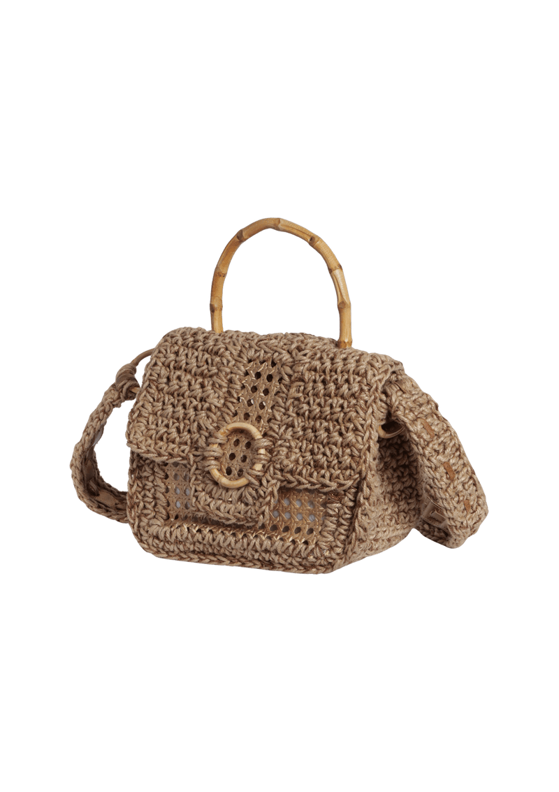 BOLSA BAÚ EM CROCHÊ DE SISAL E PALHA INDIANA METALIZADA