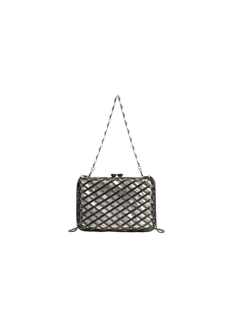 BOLSA CLUTCH METAL TRAMA COM BORBOLETAS EM CRISTAIS