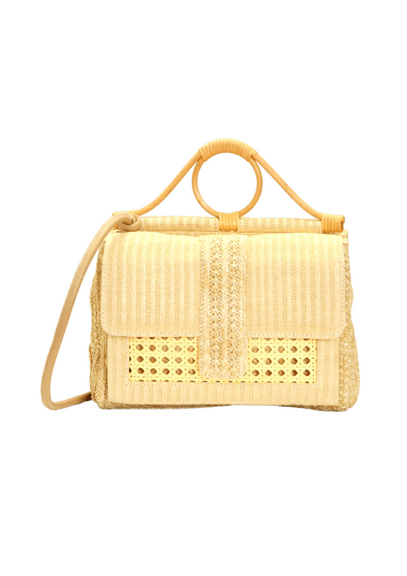 BOLSA EM PALHA COM ALÇA DE RATTAN