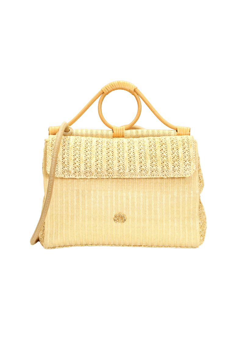 BOLSA EM PALHA COM ALÇA DE RATTAN