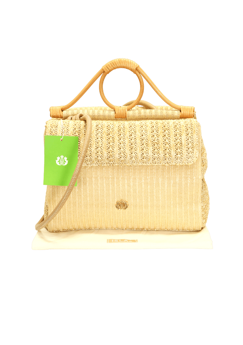 BOLSA EM PALHA COM ALÇA DE RATTAN