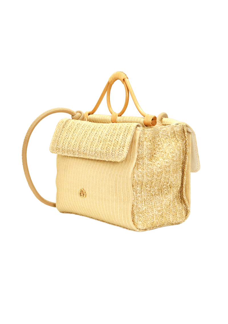 BOLSA EM PALHA COM ALÇA DE RATTAN