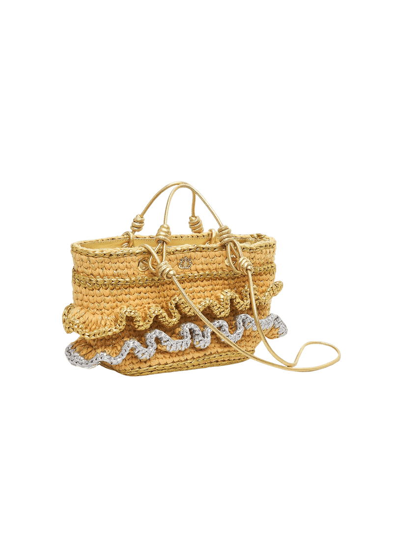 BOLSA PEPLUM BASKET EM PAPIER E COURO