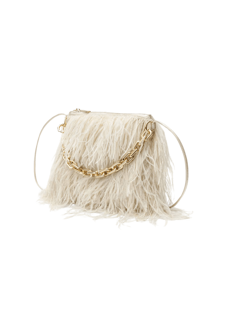 BOLSA SYLVIE BAG EM PLUMAS COM CORRENTE MULTIFUNCIONAL