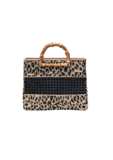 BOLSA TOTE MEDIA LEOPARDO E BAMBU