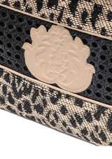 BOLSA TOTE MEDIA LEOPARDO E BAMBU