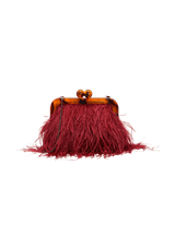 CLUTCH EM PLUMAS COM ARMAÇÃO EM RESINA