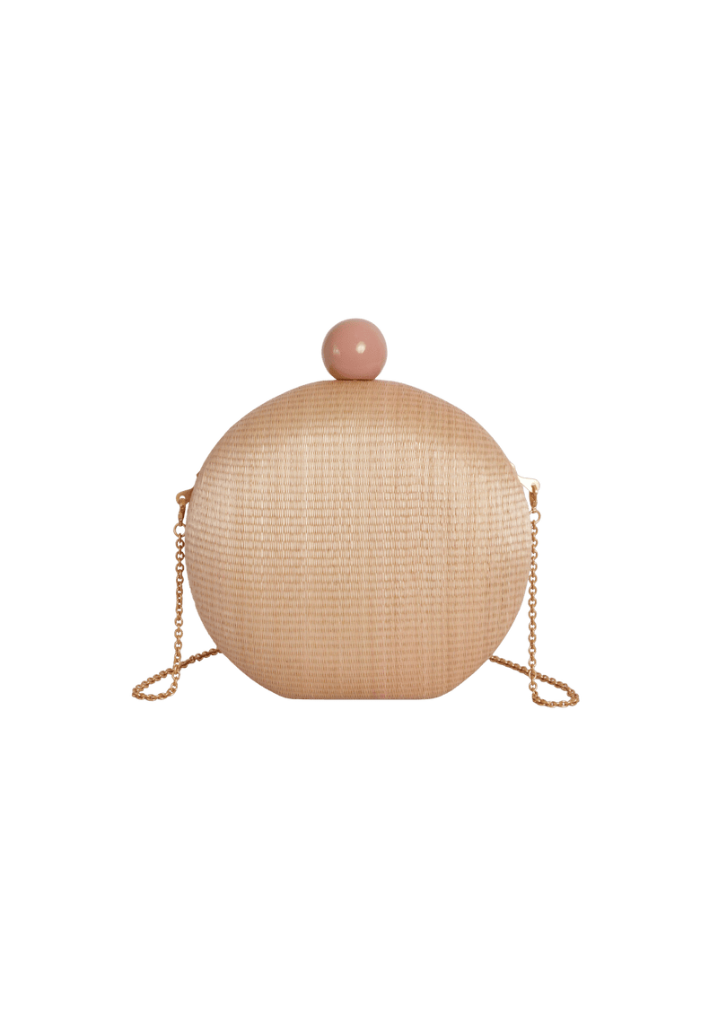 CLUTCH EM RAFFIA REDONDA