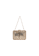 CLUTCH METAL TRAMA COM BORBOLETA EM CRISTAIS