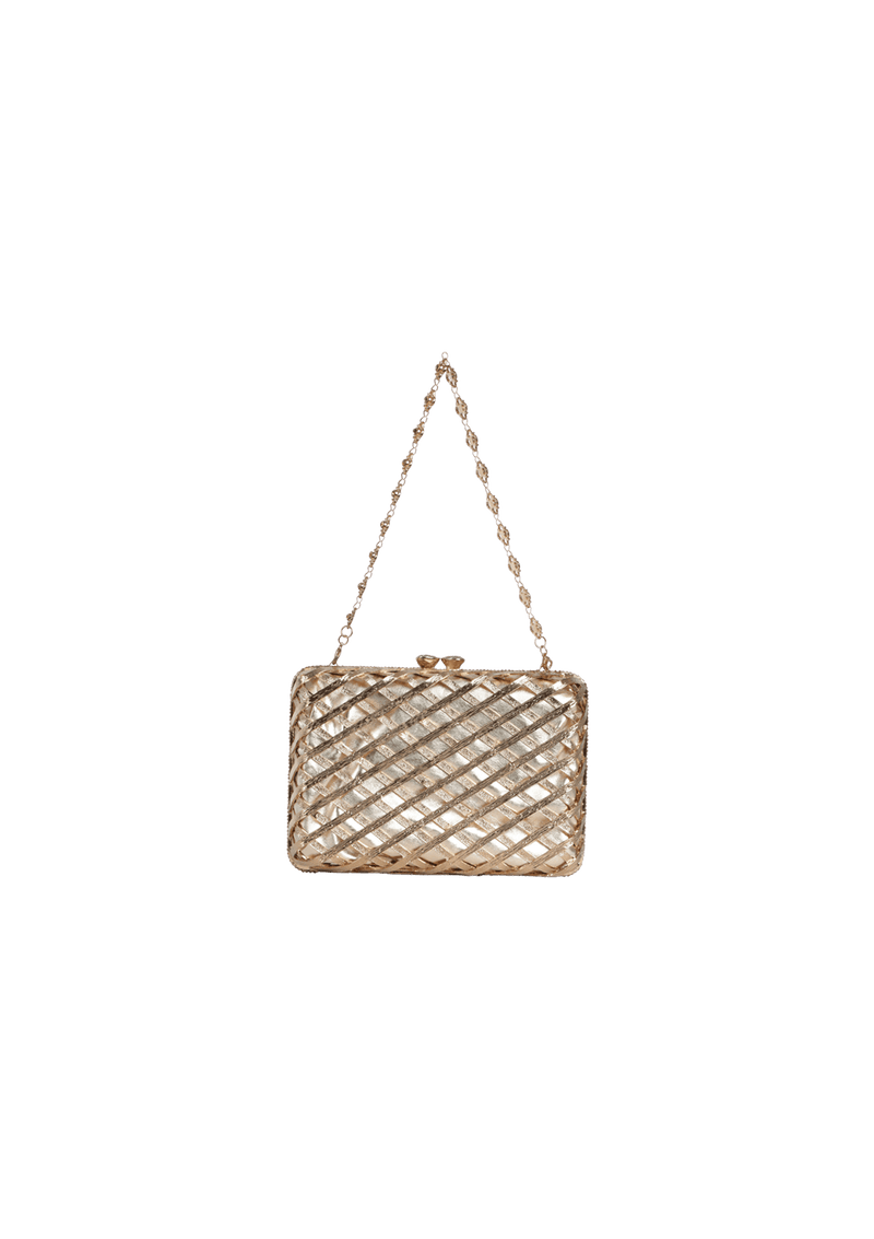 CLUTCH METAL TRAMA COM BORBOLETA EM CRISTAIS