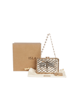 CLUTCH METAL TRAMA COM BORBOLETA EM CRISTAIS