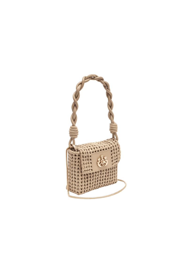 MINI BOLSA EM TRESSÊ DE COURO NATURAL