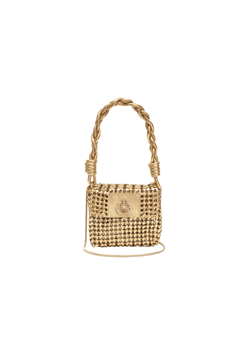 MINI BOLSA EM TRESSÊ DE COURO NATURAL