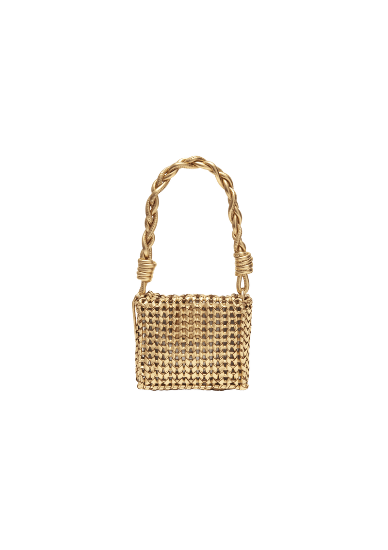 MINI BOLSA EM TRESSÊ DE COURO NATURAL